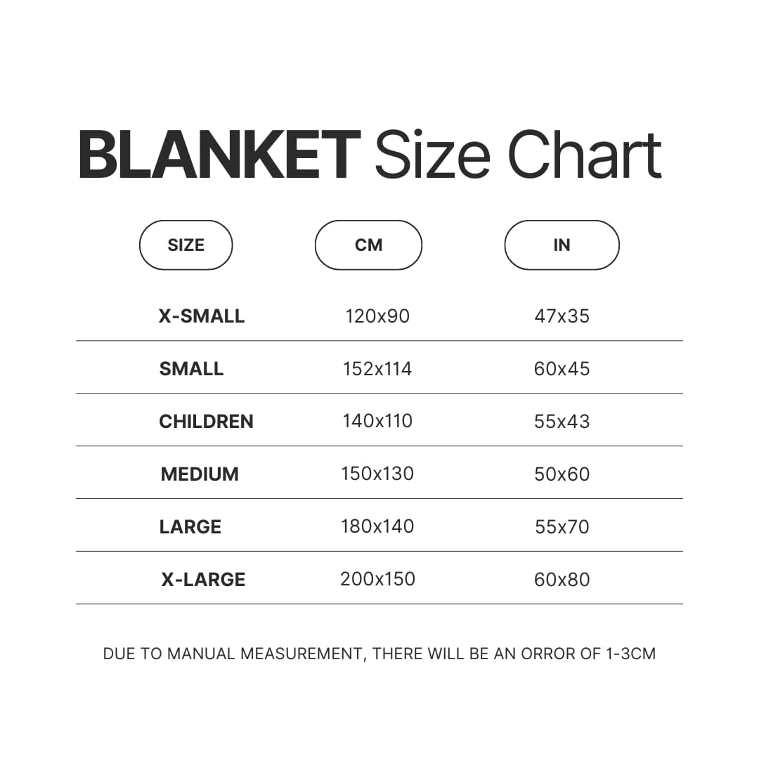 Blanket Size Chart - Terror Merchandise